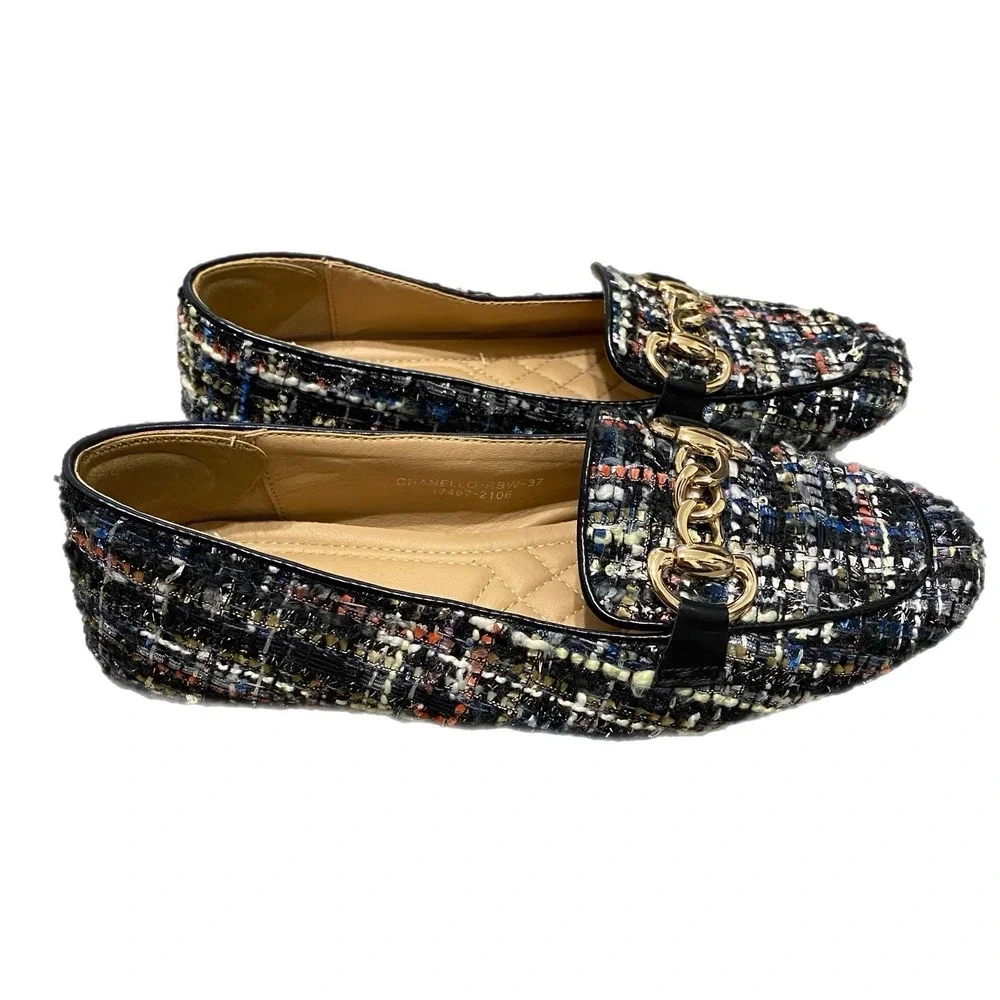 Patrizia Knitknot Ballerina Flats Women 37 Boucle Tweed Classic Preppy